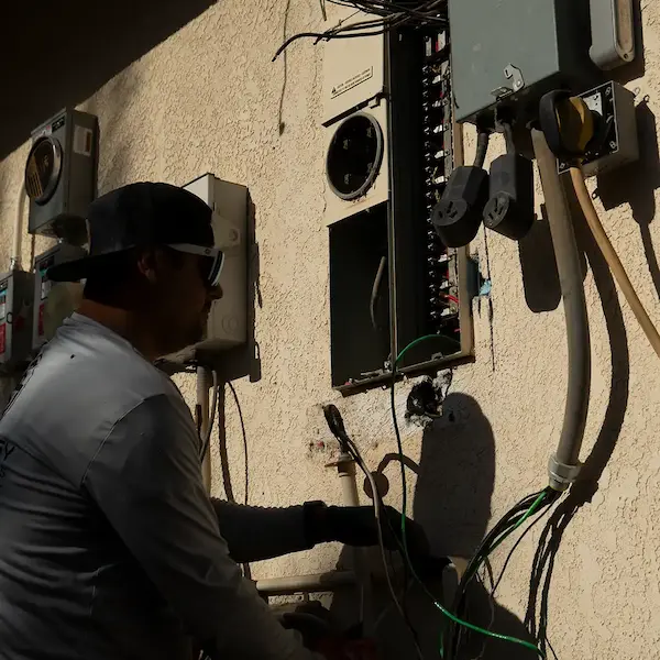 Home generator installed outdoors next to a house.