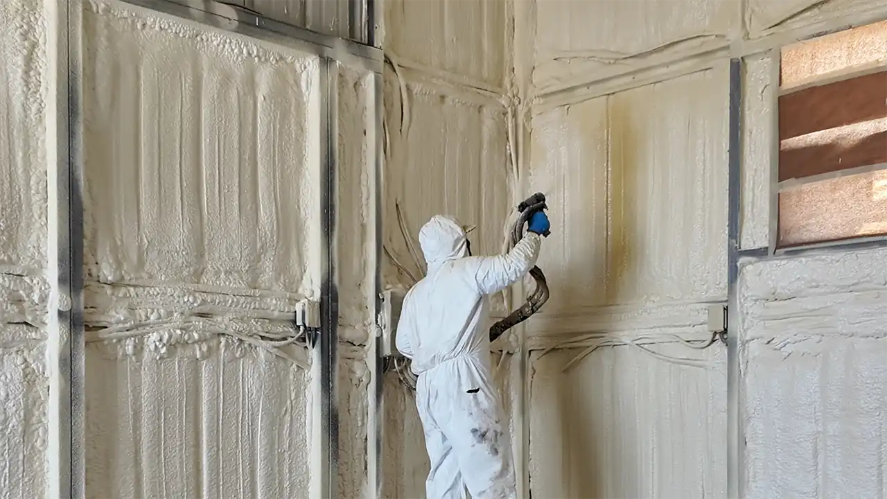 Home attic after spray foam insulation