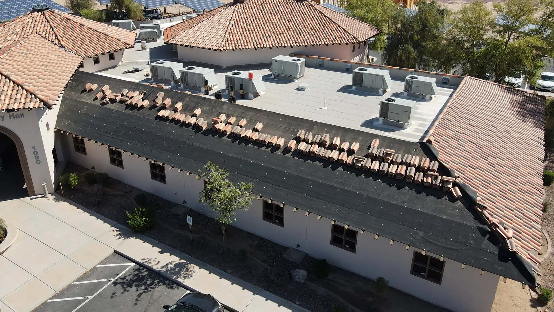 Commercial roofing project before renovation