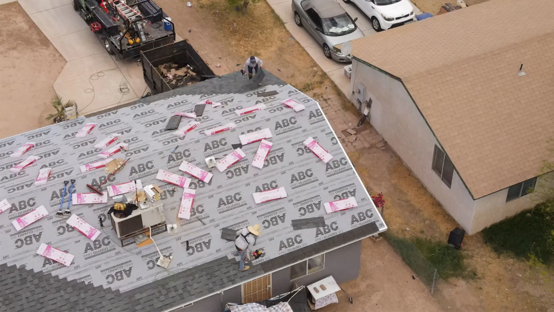 Residential roof replacement before work
