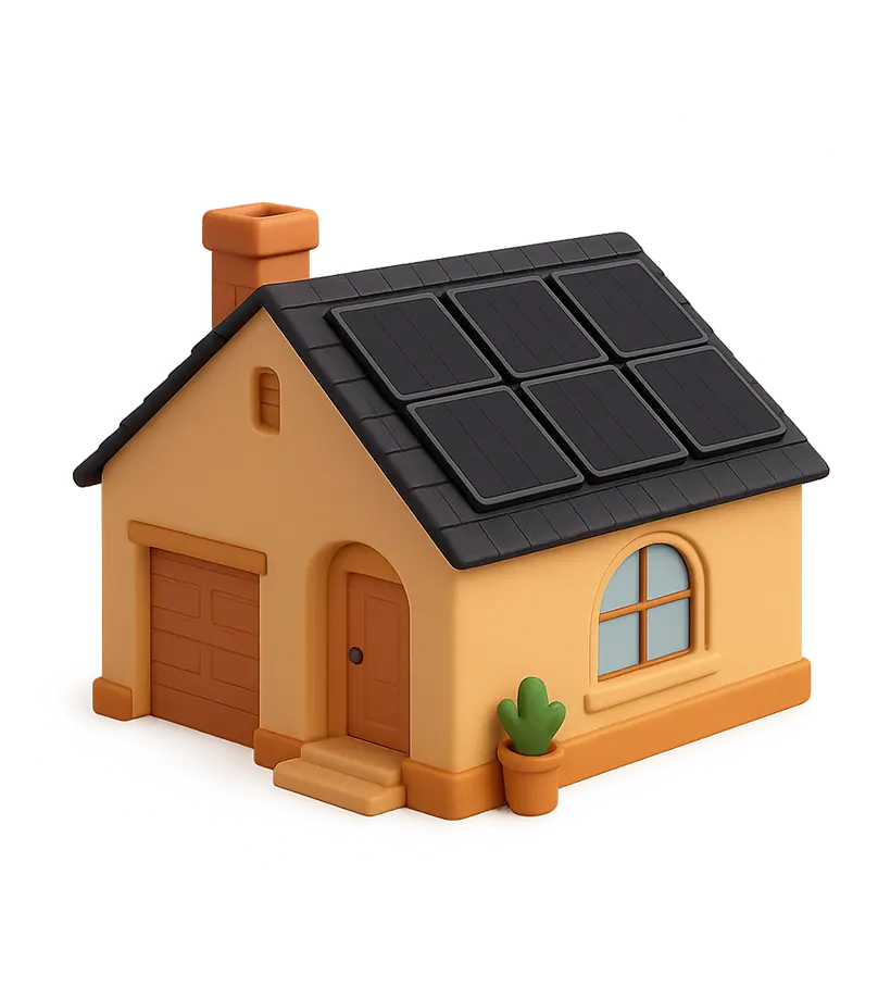 3D house with solar panels