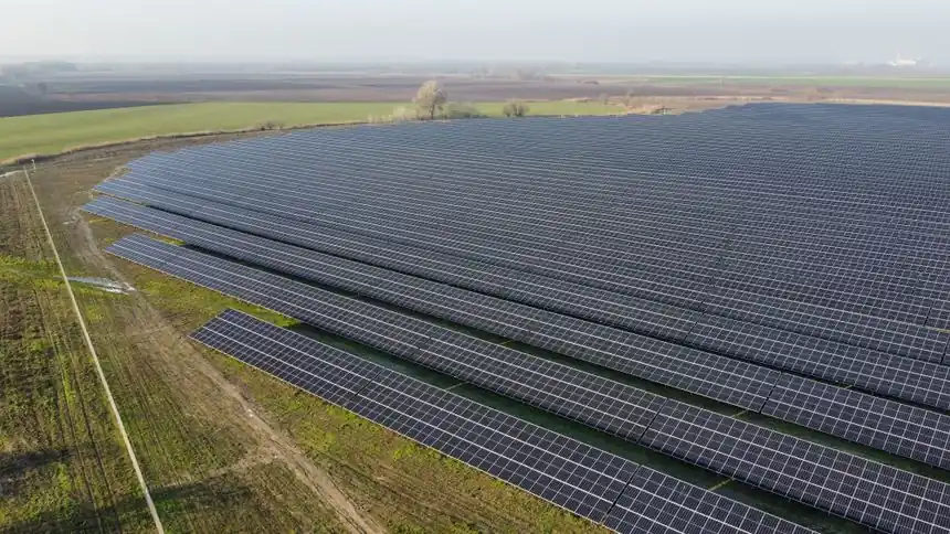 Ground-Mounted Commercial Solar Array on Open Land