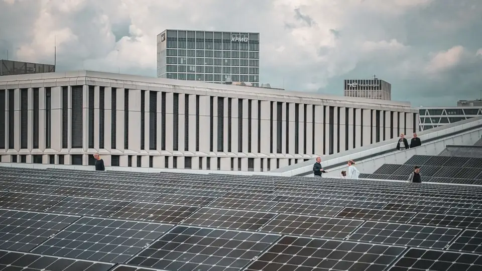 Solar Panels Installed on a Modern Office Building