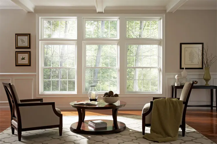 Living room with premium double-hung windows in a Yuma home
